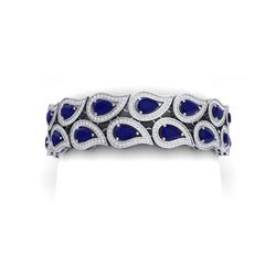 20.1 ctw Sapphire & VS Diamond Bracelet 18K White Gold