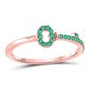 Image 1 : 10kt Rose Gold Round Emerald Key Stackable Band Ring 1/5 Cttw