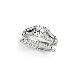 0.91 ctw Certified VS/SI Diamond 2pc Wedding Set Antique 14K White Gold