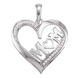 10kt White Gold Diamond Mom Mother Pendant 1/12 Cttw