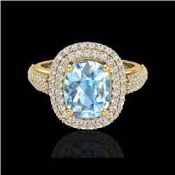 3.50 ctw TOPAZ & Micro Pave VS/SI Diamond Certified Ring 10K Yellow Gold