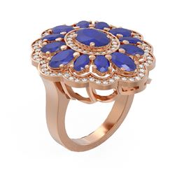 8.61 ctw Sapphire & Diamond Ring 18K Rose Gold