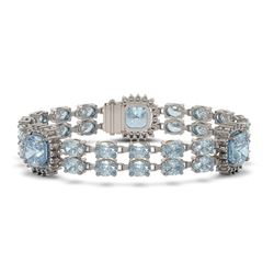 29.27 ctw Aquamarine & Diamond Bracelet 14K White Gold
