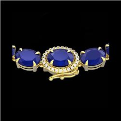 54.25 ctw Sapphire & VS/SI Diamond Micro Pave Necklace 14K Yellow Gold