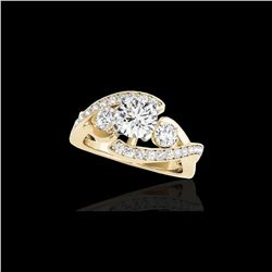 2.01 ctw Certified Diamond Bypass Solitaire Ring 10K Yellow Gold