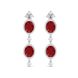 15.81 ctw Designer Ruby & VS Diamond Earrings 18K White Gold