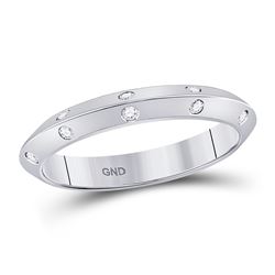 14kt White Gold Round Diamond Wedding Machine-Set Band 1/10 Cttw