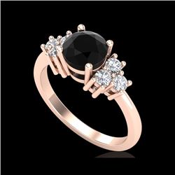 1.25 ctw Fancy Black Diamond Engagement Art Deco Ring 18K Rose Gold