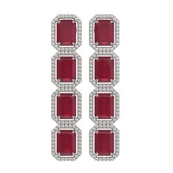 20.59 ctw Ruby & Diamond Micro Pave Halo Earrings 10K White Gold