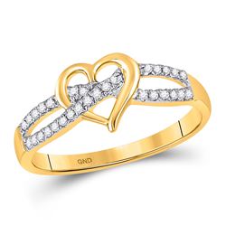 10kt Yellow Gold Round Diamond Woven Heart Ring 1/6 Cttw