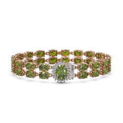 26.92 ctw Tourmaline & Diamond Bracelet 14K Rose Gold