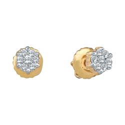 10kt Yellow Gold Round Diamond Flower Cluster Stud Earrings 1/6 Cttw