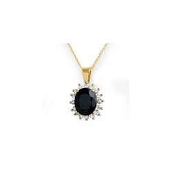 5.20 ctw Blue Sapphire & Diamond Pendant 14K Yellow Gold