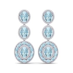 34.52 ctw Sky Topaz & VS Diamond Earrings 18K White Gold