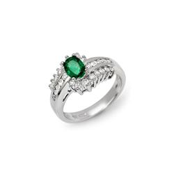 1.45 ctw Emerald & Diamond Ring 14K White Gold
