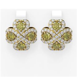 8.25 ctw Fancy Yellow Diamond Earrings 18K Yellow Gold