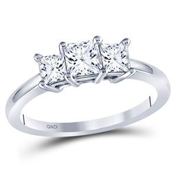14kt White Gold Princess Diamond 3-stone Bridal Wedding Engagement Ring 1.00 Cttw