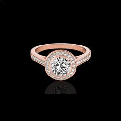 1.3 ctw Certified Diamond Solitaire Halo Ring 10K Rose Gold