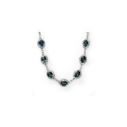 31.0 ctw Blue Sapphire & Diamond Necklace 10K White Gold