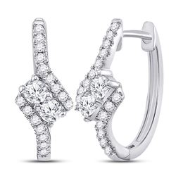 14kt White Gold Round Diamond Bypass 2-stone Earrings 1/2 Cttw