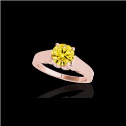 1.25 ctw Certified SI/I Fancy Intense Yellow Diamond Ring 10K Rose Gold