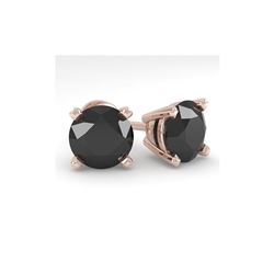 4.0 ctw Black Diamond Stud Designer Earrings 18K Rose Gold