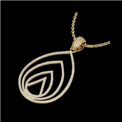 1.25 ctw Micro Pave VS/SI Diamond Designer Necklace 18K Yellow Gold