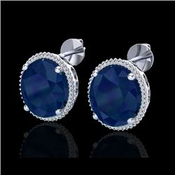 25 ctw Sapphire & Micro Pave VS/SI Diamond Earrings 18K White Gold