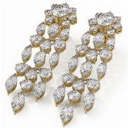 14.42 ctw Mixed Cut Diamond Designer Earrings 18K Yellow Gold