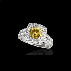 2.25 ctw Certified SI/I Fancy Intense Yellow Diamond Ring 10K White Gold