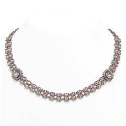 66.8 ctw Morganite & Diamond Necklace 14K White Gold