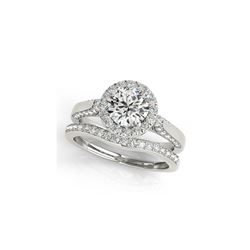 1.79 ctw Certified VS/SI Diamond 2pc Wedding Set Halo 14K White Gold