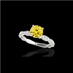 1.4 ctw Certified SI/I Fancy Intense Yellow Diamond Ring 10K White Gold