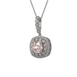 5.83 ctw Morganite & Diamond Victorian Necklace 14K White Gold