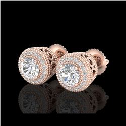 1.55 ctw VS/SI Diamond Solitaire Art Deco Stud Earrings 18K Rose Gold