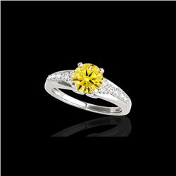 1.40 ctw Certified SI/I Fancy Intense Yellow Diamond Ring 10K White Gold