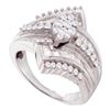 Image 1 : 14kt White Gold Round Diamond Oval Cluster Bridal Wedding Engagement Ring 1.00 Cttw