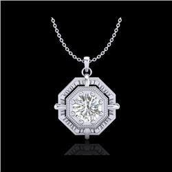 0.75 ctw VS/SI Diamond Solitaire Art Deco Stud Necklace 18K White Gold