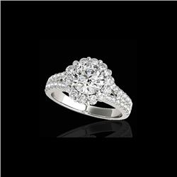 2.01 ctw Certified Diamond Solitaire Halo Ring 10K White Gold