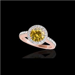 1.65 ctw Certified SI/I Fancy Intense Yellow Diamond Ring 10K Rose Gold