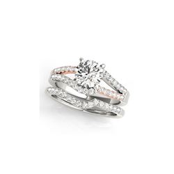 1.36 ctw Certified VS/SI Diamond Solitaire 2pc Set Ring 14K White & Rose Gold