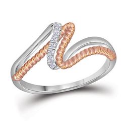 10kt Two-tone Gold Round Diamond Rope Rose-tone Band Ring 1/20 Cttw