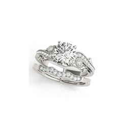 1.07 ctw Certified VS/SI Diamond 2pc Wedding Set Antique 14K White Gold
