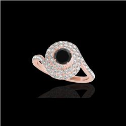1.86 ctw Certified VS Black Diamond Solitaire Halo Ring 10K Rose Gold