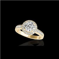 1.4 ctw Certified Diamond Solitaire Halo Ring 10K Yellow Gold