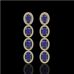 6.47 ctw Sapphire & Diamond Micro Pave Halo Earrings 10K Yellow Gold