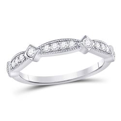 10kt White Gold Round Diamond Milgrain Pinched Band Ring 1/4 Cttw