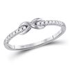 Image 1 : 10kt White Gold Round Diamond Infinity Knot Stackable Ring 1/10 Cttw