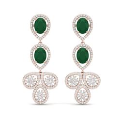9.75 ctw Emerald & VS Diamond Earrings 18K Rose Gold