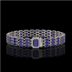 28.74 ctw Sapphire & Diamond Bracelet 14K White Gold